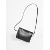 The shoulder strap triangle bag, black leather