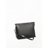 The shoulder strap triangle bag, black leather