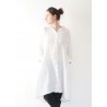 Long sleeves pleated shirt-dress, white linen