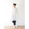 Long sleeves pleated shirt-dress, white linen