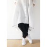 Long sleeves pleated shirt-dress, white linen