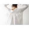 Long sleeves pleated shirt-dress, white linen