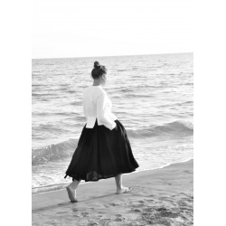 Bow skirt, black linen