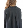 Long sleeves pleated shirt, black linen