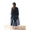 Bow skirt, black stripes linen