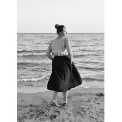 Circular skirt, black linen