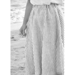 Long skirt, light stripes linen