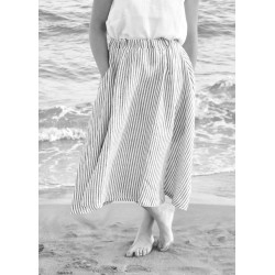 Long skirt, light stripes linen