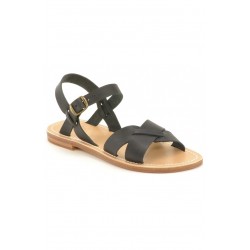 Sandales Pac, cuir noir