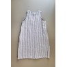 Flared dress, sleeveless, V neck, light stripes linen