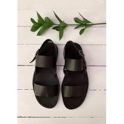 Sandales pour homme Thaizé, cuir noir