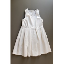 Pleated bow dress, white denim