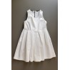 Pleated bow dress, white denim