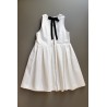 Pleated bow dress, white denim