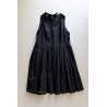 Pleated bow dress, black openwork cotton