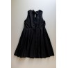 Pleated bow dress, black openwork cotton