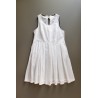 Pleated bow dress, white openwork cotton