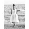 Pleated bow dress, white linen