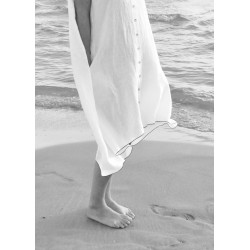 Sleeveless pleated shirt-dress, white linen