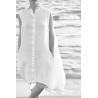 Sleeveless pleated shirt-dress, white linen