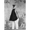 Sleeveless pleated shirt, black linen