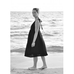 Strap dress, black linen