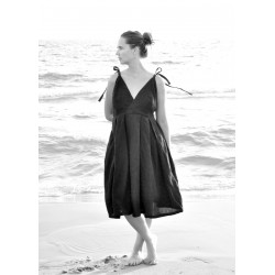 Strap dress, black linen