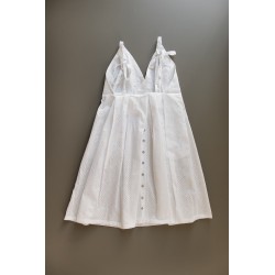 Robe à bretelles, coton ajouré blanc