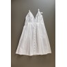 Strap dress, white openwork cotton