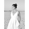 Long strap dress, white linen