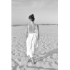 Long strap dress, white linen