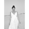 Long strap dress, white linen