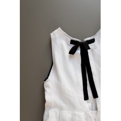 Pleated bow dress, white linen