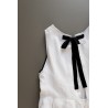 Pleated bow dress, white linen