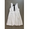 Pleated bow dress, white linen