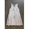 Pleated bow dress, white linen