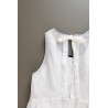 Long pleated bow dress, white openwork cotton