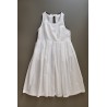 Long pleated bow dress, white openwork cotton