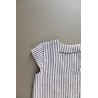 Short sleeves blouse, V neck, light stripes linen