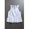 Pleated bow top, white openwork cotton