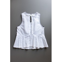 Pleated bow top, white openwork cotton