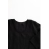 3/4 sleeves blouse U neck, black linen