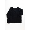 3/4 sleeves blouse U neck, black linen