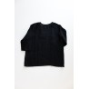 3/4 sleeves blouse U neck, black linen