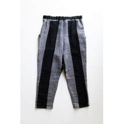 Pantalon à poches, lin rayures noires