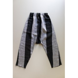 Saroual trousers, black stripes linen