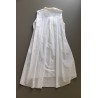 Sleeveless pleated shirt-dress, white openwork cotton