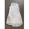 Sleeveless pleated shirt-dress, white openwork cotton