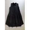 Sleeveless pleated shirt-dress, black openwork cotton