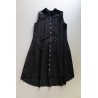 Sleeveless pleated shirt-dress, black openwork cotton